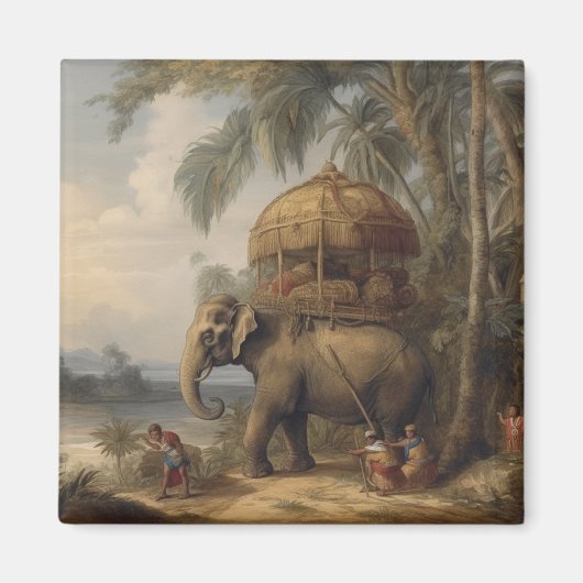  botanische scène olifant met howdah ook magneet (Voorkant)