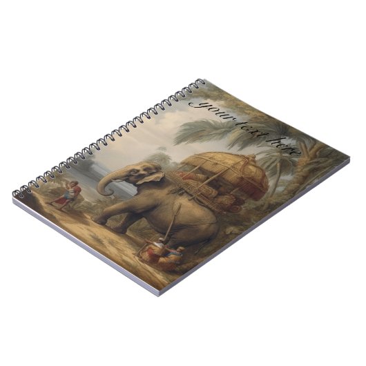  botanische scène olifant met howdah ook notitieboek (Linkerzijde)