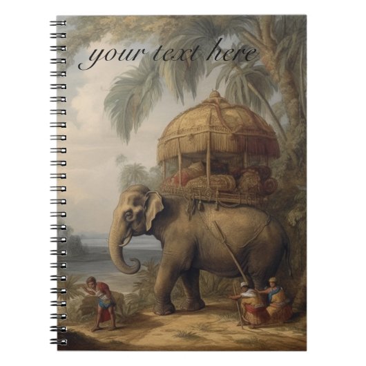 botanische scène olifant met howdah ook notitieboek (Voorkant)