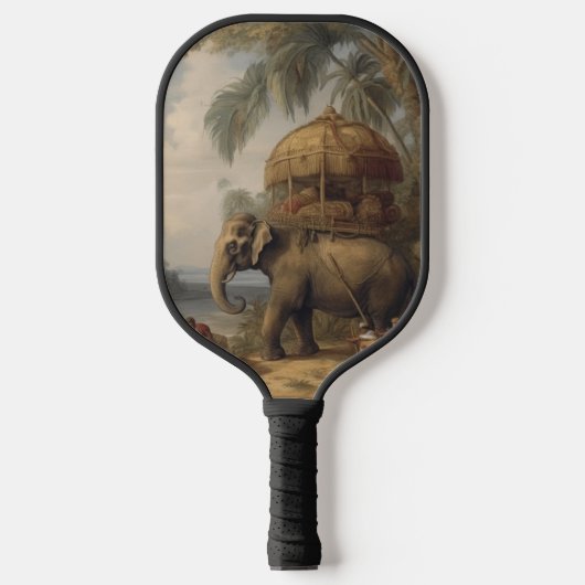 botanische scène olifant met howdah ook pickleball paddle (Voorkant)