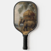  botanische scène olifant met howdah ook pickleball paddle (Achterkant)