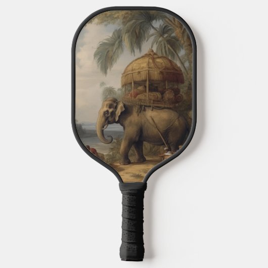 botanische scène olifant met howdah ook pickleball paddle (Achterkant)