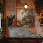 botanische scène olifant met howdah ook poster