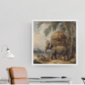 botanische scène olifant met howdah ook poster