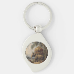botanische scène olifant met howdah ook sleutelhanger