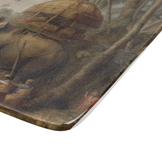  botanische scène olifant met howdah ook snijplank (Hoek)