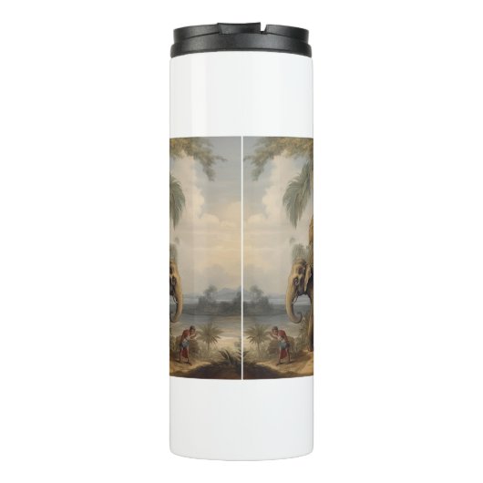 botanische scène olifant met howdah ook thermosbeker (Achterkant)