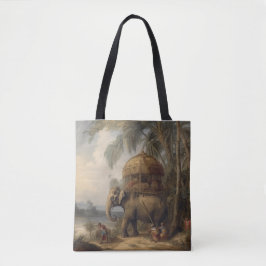  botanische scène olifant met howdah ook tote bag