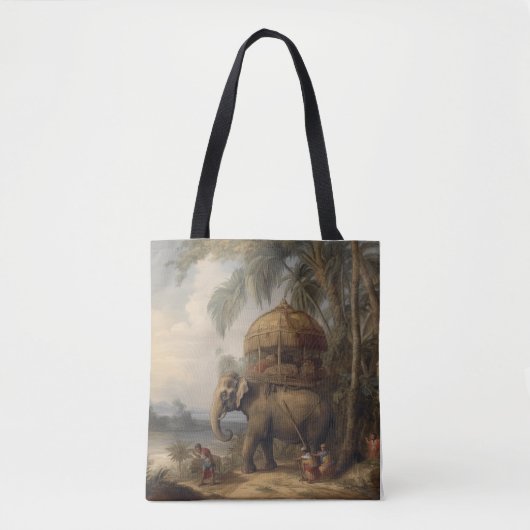  botanische scène olifant met howdah ook tote bag (Voorkant)