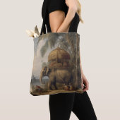  botanische scène olifant met howdah ook tote bag (Dichtbij)