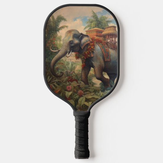  botanische scène olifant met howdah pickleball paddle (Voorkant)