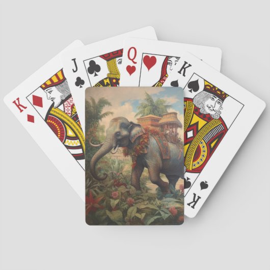 botanische scène olifant met howdah pokerkaarten (Achterkant)
