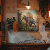  botanische scène olifant met howdah poster