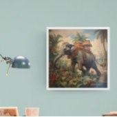  botanische scène olifant met howdah poster