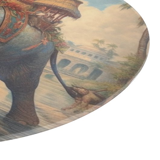  botanische scène olifant met howdah snijplank (Hoek)