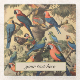 botanische scène papegaaien aanpasbaar glazen onderzetter