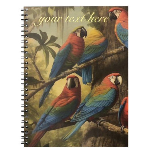  botanische scène papegaaien aanpasbaar notitieboek (Voorkant)