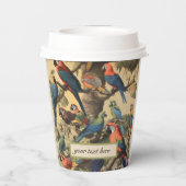  botanische scène papegaaien aanpasbaar papieren bekers (Achterkant)