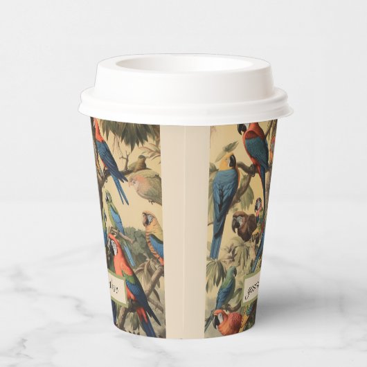  botanische scène papegaaien aanpasbaar papieren bekers (Rechts)