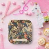  botanische scène papegaaien aanpasbaar papieren bordje (Feest)