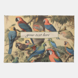  botanische scène papegaaien aanpasbaar theedoek