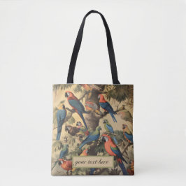  botanische scène papegaaien aanpasbaar tote bag