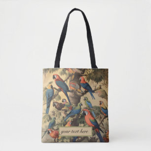  botanische scène papegaaien aanpasbaar tote bag