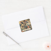  botanische scène papegaaien aanpasbaar vierkante sticker (Envelop)