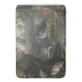 Botanische scène van blauwe kraan door een rivier badmat (Voorkant Verticaal)