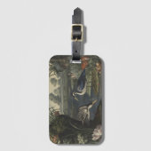 Botanische scène van blauwe kranen door een rivier bagagelabel (Voorkant (verticaal))