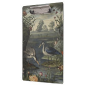 Botanische scène van blauwe kranen door een rivier klembord (Links)