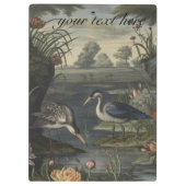 Botanische scène van blauwe kranen door een rivier klembord (Achterkant)