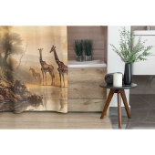  botanische scène van giraffen bij de rivier douchegordijn