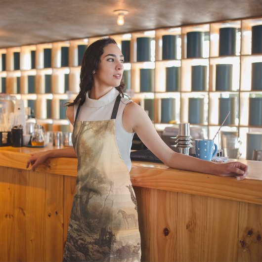  botanische scène van giraffen bij de rivier schort