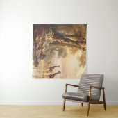  botanische scène van giraffen bij de rivier wandkleed (In Situ (horizontaal))