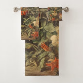 botanische scène van kolibriden en bloemen bad handdoek (Insitu)