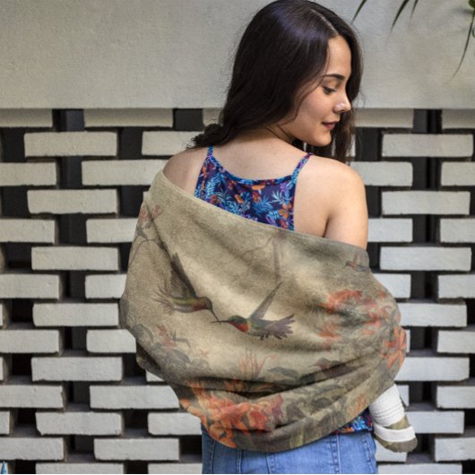  botanische scène van kolibriden en bloemen bad handdoek