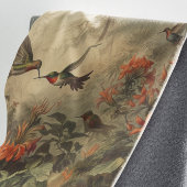  botanische scène van kolibriden en bloemen fleece deken