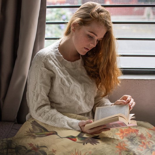  botanische scène van kolibriden en bloemen fleece deken