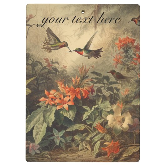  botanische scène van kolibriden en bloemen klembord (Achterkant)