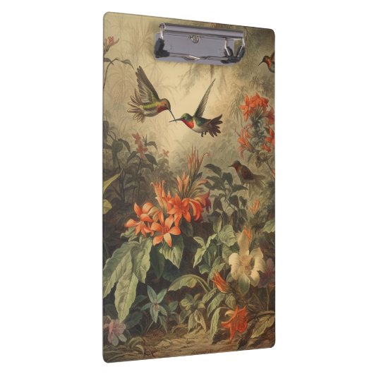  botanische scène van kolibriden en bloemen klembord (Rechts)