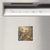  botanische scène van kolibriden en bloemen magneet (Insitu (Vaatwasser))