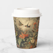  botanische scène van kolibriden en bloemen papieren bekers (Achterkant)