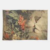  botanische scène van kolibriden en bloemen theedoek (Horizontaal)