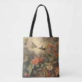 botanische scène van kolibriden en bloemen tote bag (Voorkant)