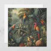 Botanische scène van papegaaien en ananassen (Voorkant / Achterkant)