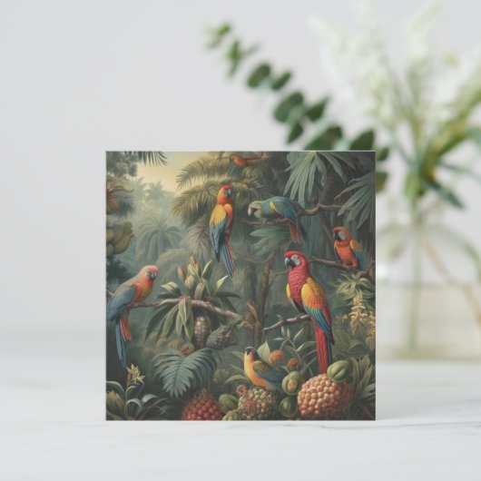 Botanische scène van papegaaien en ananassen (Staand voorkant)