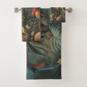 Botanische scène van papegaaien en ananassen bad handdoek (Insitu)
