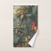 Botanische scène van papegaaien en ananassen bad handdoek (Handdoek)