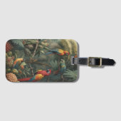 Botanische scène van papegaaien en ananassen bagagelabel (Voorkant (horizontaal))